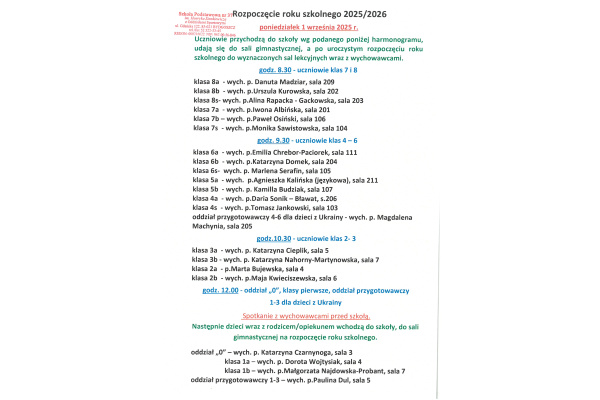 Rozpoczęcie roku szkolnego 2024-2025
